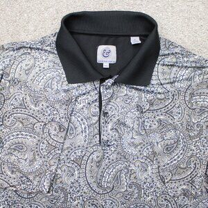 Kilburne & Finch Polo Shirt Mens 3XL XXXL Gray Geometric Polyester‎ Stretch S/S